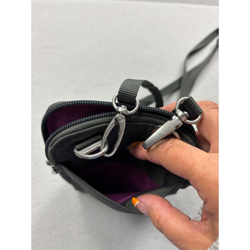 Baggalini Charcoal Gray Nylon RFID Bryant Pouch Mini Crossbody Travel Wallet Bag - Picture 8 of 8